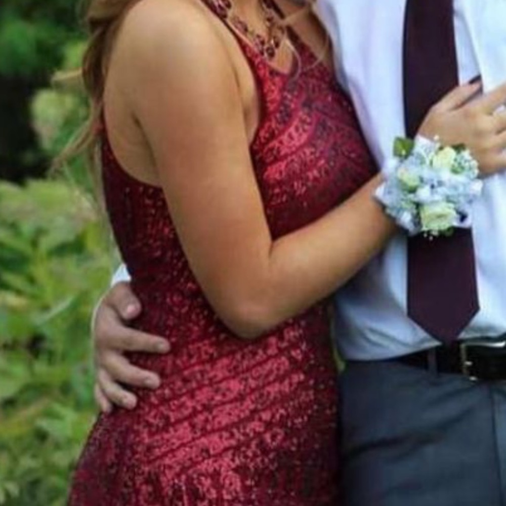 Burgundy hoco dress! Worn once, looks brand new!